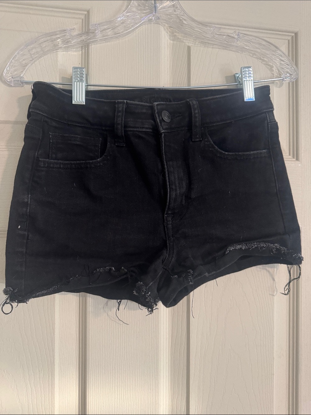 American Eagle Outfitters Black Distressed Denim Cutoff Shorts